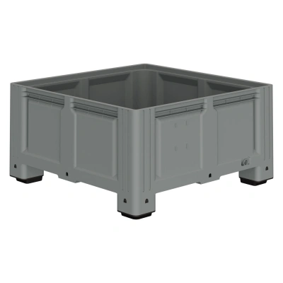 Большой контейнер 1130x1130x580 мм iBOX светло-серый со сплошными стенками и дном, на ножках