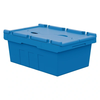 Вкладываемый контейнер INSTORE KV-6422 600х400х245 мм голубой со сплошным дном и распашной крышкой