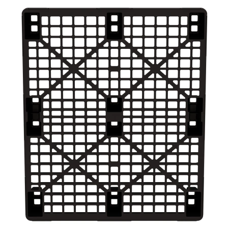 Пластиковый паллет 1200x1000x135 мм чёрный ЭКО перфорированный на ножках с бортиком