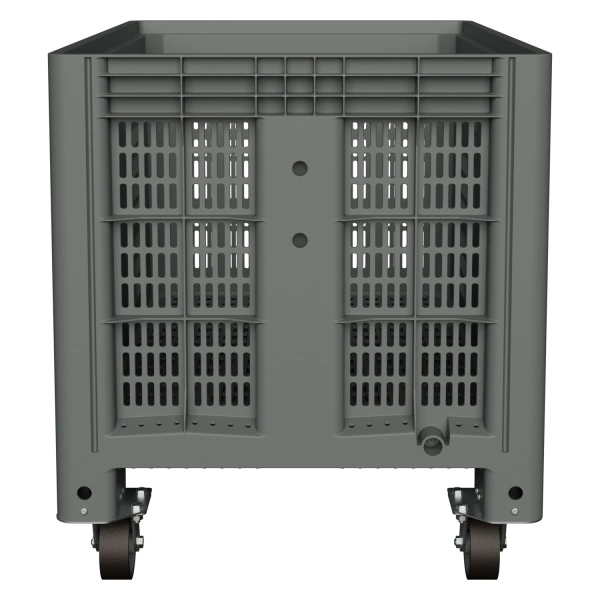 Большой контейнер 1200x800x920 мм iBOX светло-серый c перфорированными стенками и дном, на колёсах