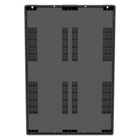 Пластиковый паллет 1200x800x160 мм серый перфорированный на 3-х полозьях с бортиком