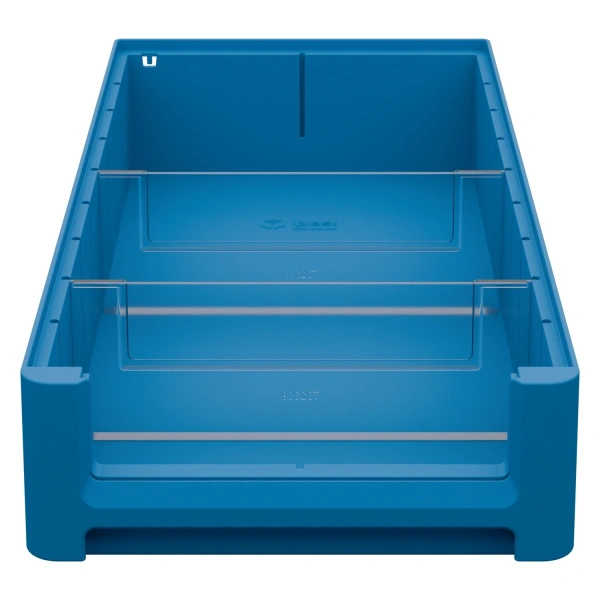 Полочный контейнер SK-5209 500х235х90 мм голубой с 2-мя попереч. перегородками и наклейкой 50х70 мм сбоку