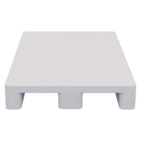 Пластиковый паллет 1200х800х150 мм белый сплошной на 3-х полозьяx без бортика