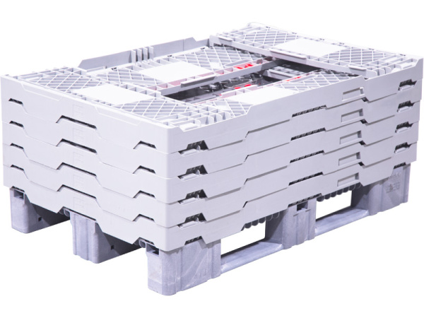 Паллетная рама штабелируемая 1200*800*300 серая c бортиками, арт. CR FSF 1208 серая, код: 23019