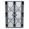 Пластиковый паллет 1200x800x150 мм серый многооборотный перфорированный на 3-х полозьях с бортиком