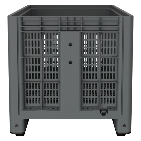 Большой контейнер 1200x800x800 мм iBOX серый c перфорированными стенками и дном, на полозьях