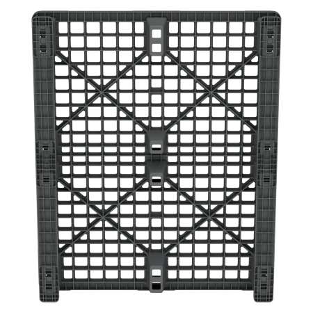 Пластиковый паллет 1200x1000x145 мм серый перфорированный на 2-х полозьях с бортиком