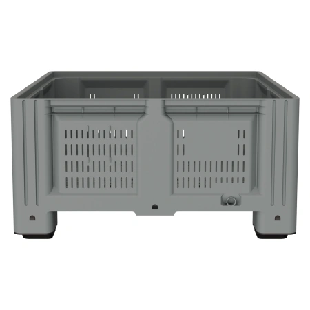 Большой контейнер 1130x1130x580 мм iBOX светло-серый c перфорированными стенками и дном, на ножках