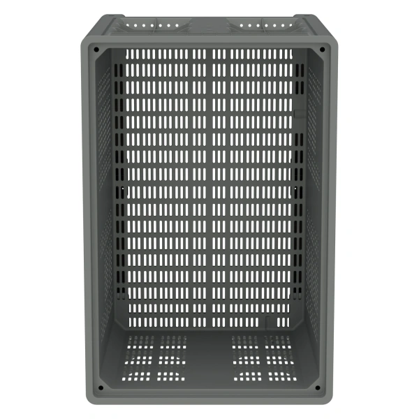 Большой контейнер 1200x800x800 мм iBOX светло-серый c перфорированными стенками и дном, на полозьях