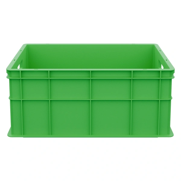 Пищевой ящик универсальный 600х400х259 мм салатовый ЭКО со сплошными стенками и дном