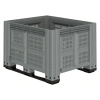 Большой контейнер 1200x1000x780 мм iBOX светло-серый c перфорированными стенками и дном, на полозьях