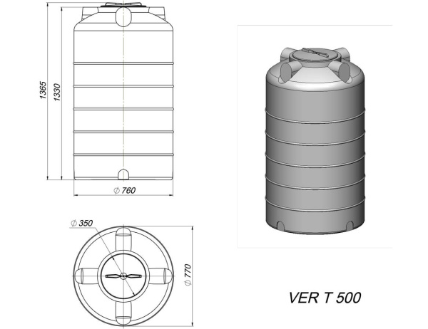 Емкость VER T 500 белая