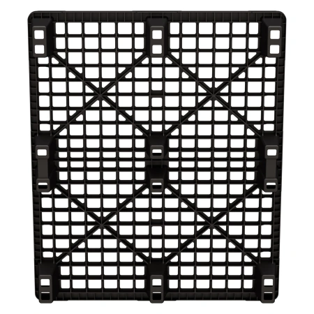 Пластиковый паллет 1200x1000x135 мм чёрный ЭКО перфорированный на ножках с бортиком