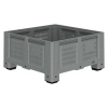 Большой контейнер 1130x1130x580 мм iBOX светло-серый c перфорированными стенками и дном, на ножках