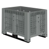 Большой контейнер 1200x800x800 мм iBOX светло-серый c перфорированными стенками и дном, на полозьях