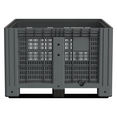 Большой контейнер 1200x800x800 мм iBOX серый c перфорированными стенками и дном, на полозьях