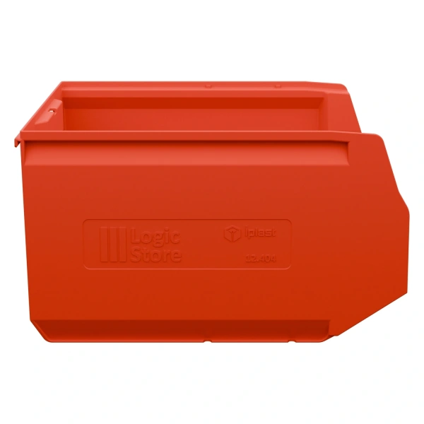Складской лоток Logic Store 350х225х200 мм красный с отверст. для продольн. перегород. и накл. 100х70 мм