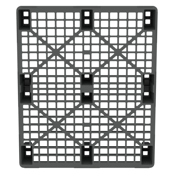 Пластиковый паллет 1200x1000x135 мм серый перфорированный на ножках с бортиком