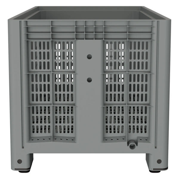 Большой контейнер 1200x800x800 мм iBOX светло-серый c перфорированными стенками и дном, на ножках