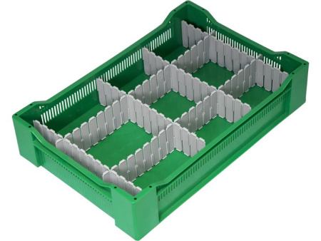 Ящик перфорированный 600×400×135, арт.: 120, объём 32.4, зелёный, код: 04240